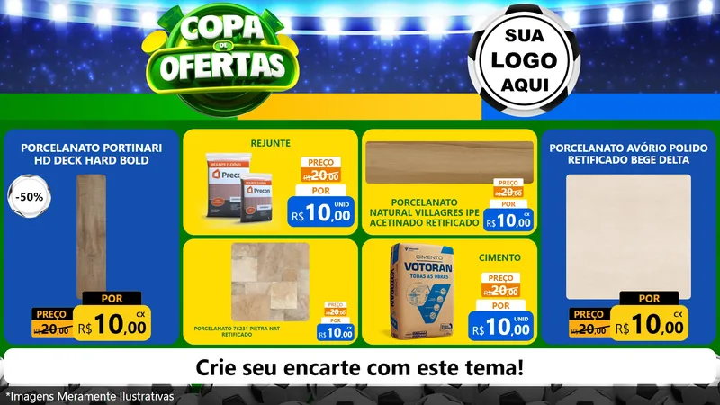 Modelo de TV para TV Horizontal com o tema Copa de Ofertas para Pisos e revestimentos