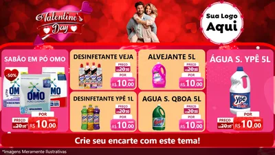 Modelo de TV para TV Horizontal com o tema Valentine's Day para Produtos de Limpeza