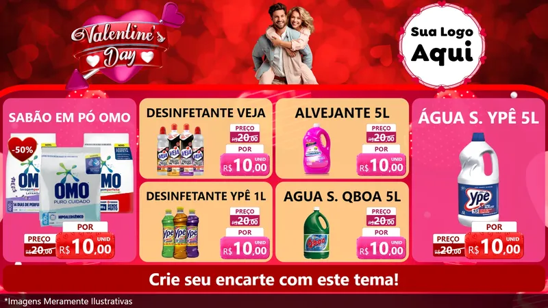 Modelo de TV para TV Horizontal com o tema Valentine's Day para Produtos de Limpeza