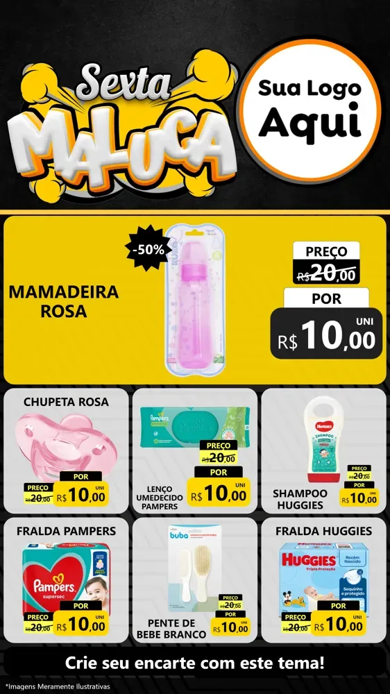 Modelo de Rede Social para Stories com o tema Sexta Maluca para Bebês