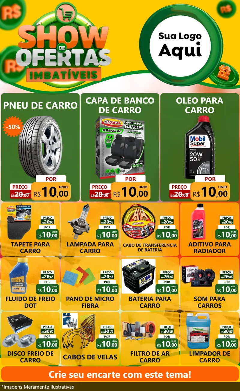 Modelo de Encarte para Encarte Grande com o tema Show de Ofertas Imbatíveis para Auto peças