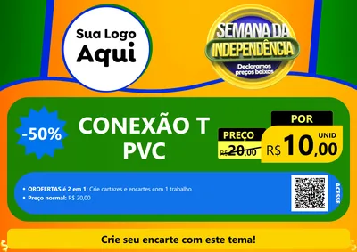 Modelo de Cartaz para Cartaz A4 Horizontal com o tema Semana da Independência Declaramos Preços Baixos para Tubos e conexões