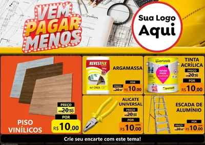 Modelo de Encarte para Encarte A4 Horizontal com o tema Vem Pagar Menos - Construção para Material para Construção