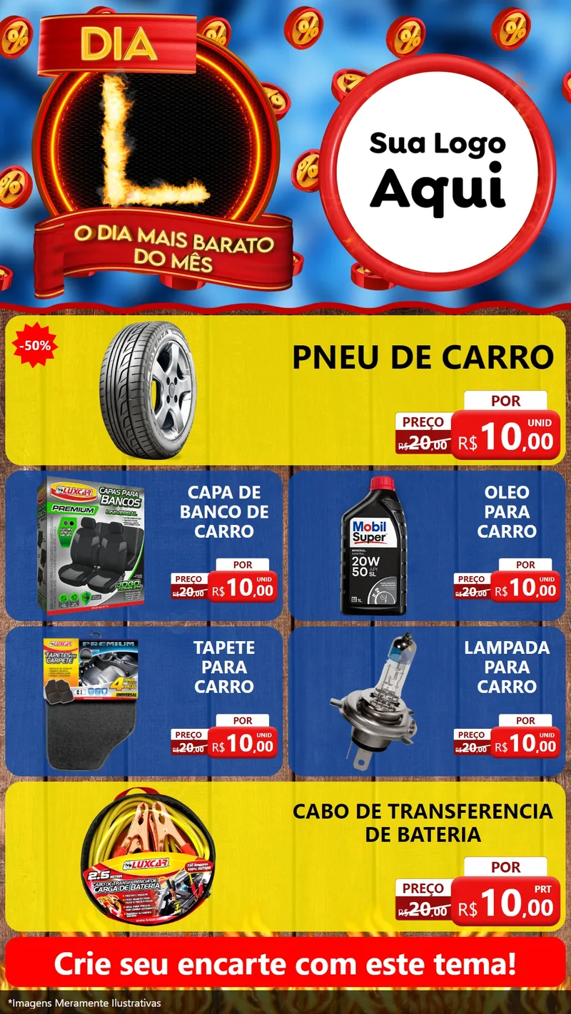 Modelo de TV para TV Vertical com o tema Dia L - O Dia Mais Barato Do Mês para Auto peças