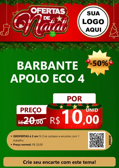 Modelo de Cartaz para Cartaz A4 Vertical com o tema Ofertas de Natal para Armarinho e Aviamentos