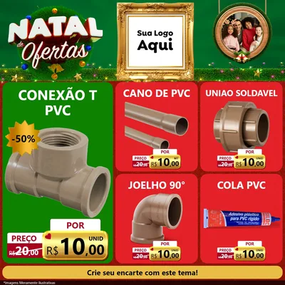 Modelo de Rede Social para Feed Facebook com o tema Natal de Ofertas para Tubos e conexões