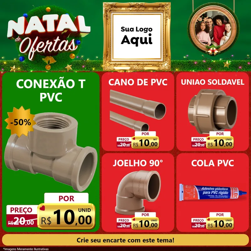 Modelo de Rede Social para Feed Facebook com o tema Natal de Ofertas para Tubos e conexões