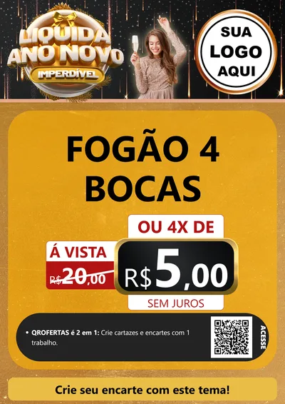 Modelo de Cartaz para Cartaz A4 Vertical com o tema Liquida Ano Novo Imperdível para Móveis e Eletro