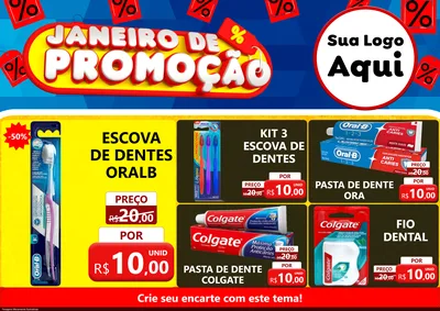 Modelo de Encarte para Encarte A4 Horizontal com o tema Janeiro de Promoção para Higiene Pessoal