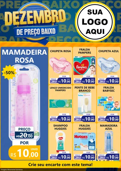 Modelo de Encarte para Encarte A4 Vertical com o tema Dezembro de Preço Baixo para Bebês