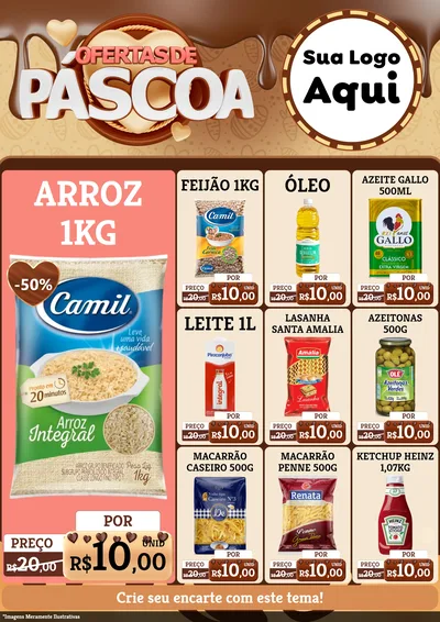 Modelo de Encarte para Encarte A4 Vertical com o tema Ofertas de Páscoa para Supermercado