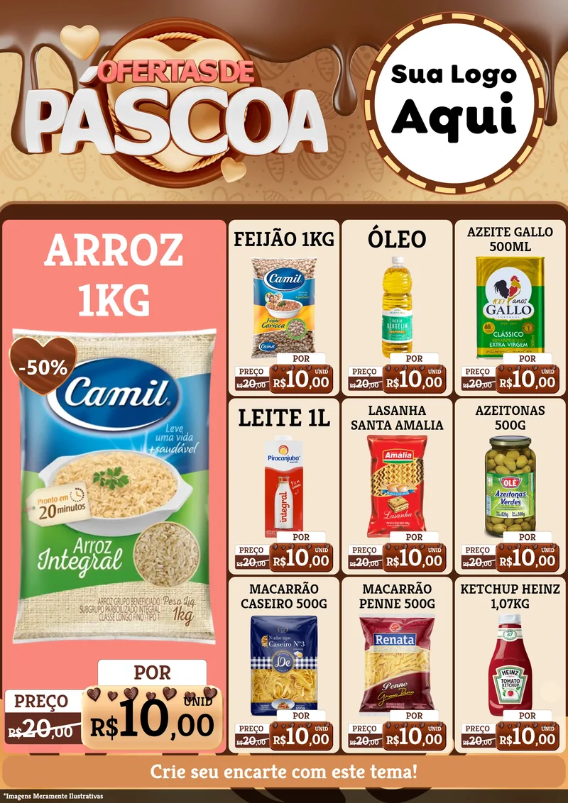 Modelo de Encarte para Encarte A4 Vertical com o tema Ofertas de Páscoa para Supermercado