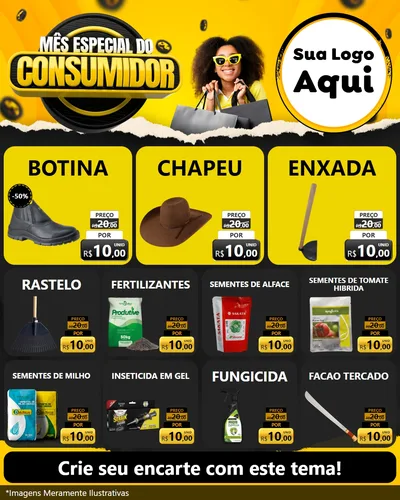 Modelo de Rede Social para Feed Instagram com o tema Mês Especial do Consumidor para Agropecuária