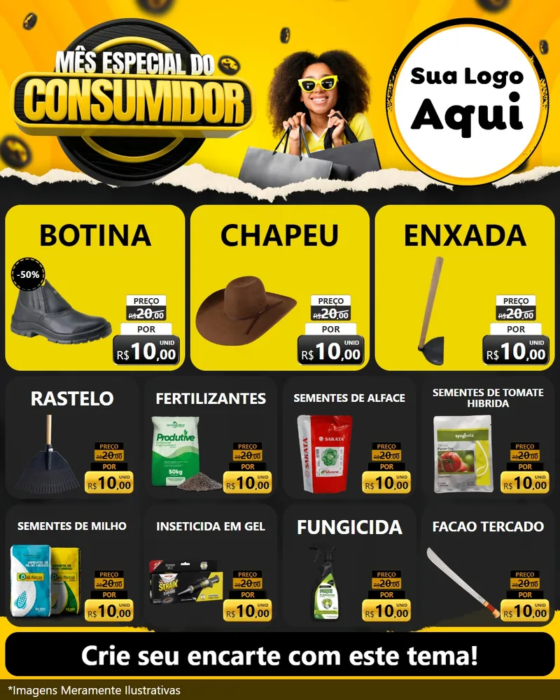 Modelo de Rede Social para Feed Instagram com o tema Mês Especial do Consumidor para Agropecuária