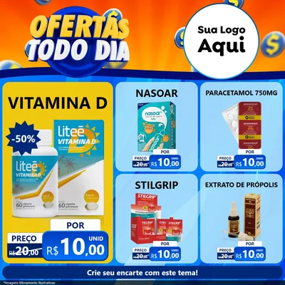 Modelo de Rede Social para Feed Facebook com o tema Ofertas Todo Dia para Farmácia