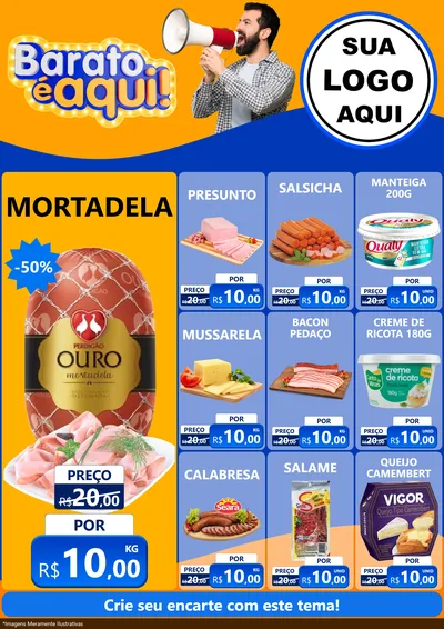 Modelo de Encarte para Encarte A4 Vertical com o tema Barato é aqui para Frios e Laticínios
