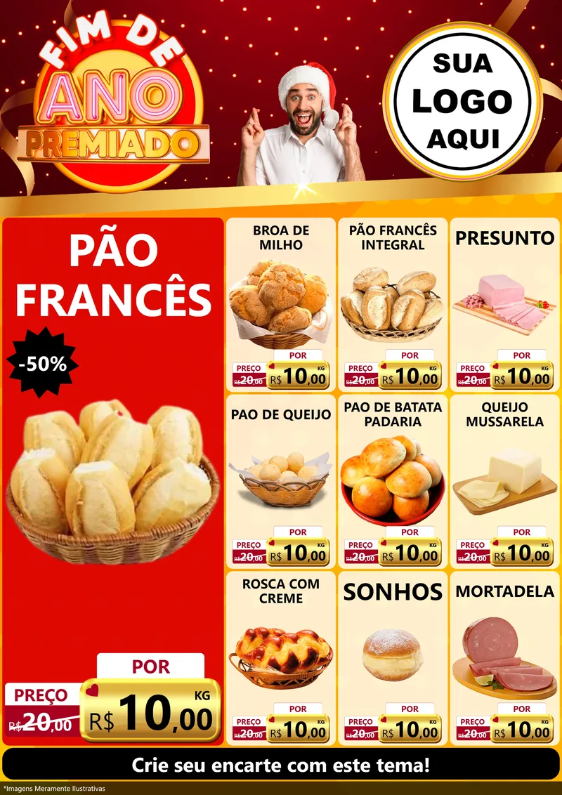 Modelo de Encarte para Encarte A4 Vertical com o tema Fim de Ano Premiado para Padaria