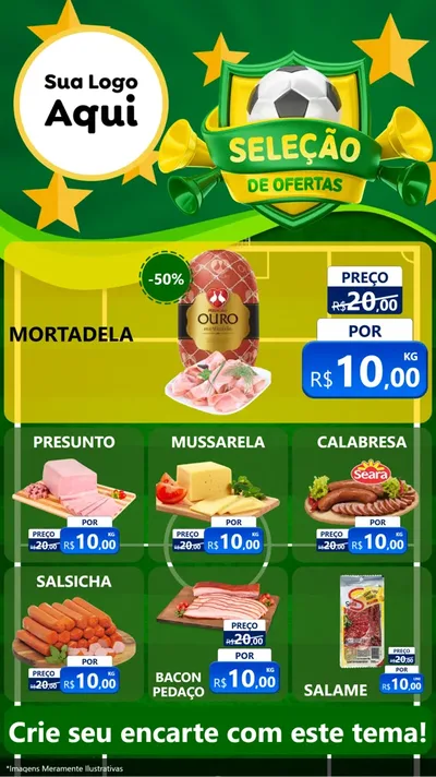 Modelo de Rede Social para Stories com o tema Seleção de Ofertas - Copa para Frios e Laticínios