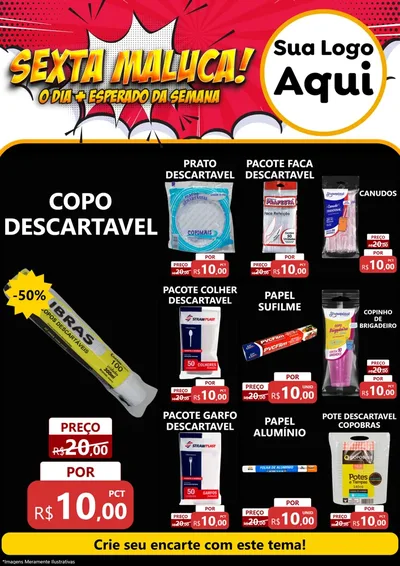 Modelo de Encarte para Encarte A4 Vertical com o tema Sexta Maluca! para Embalagens