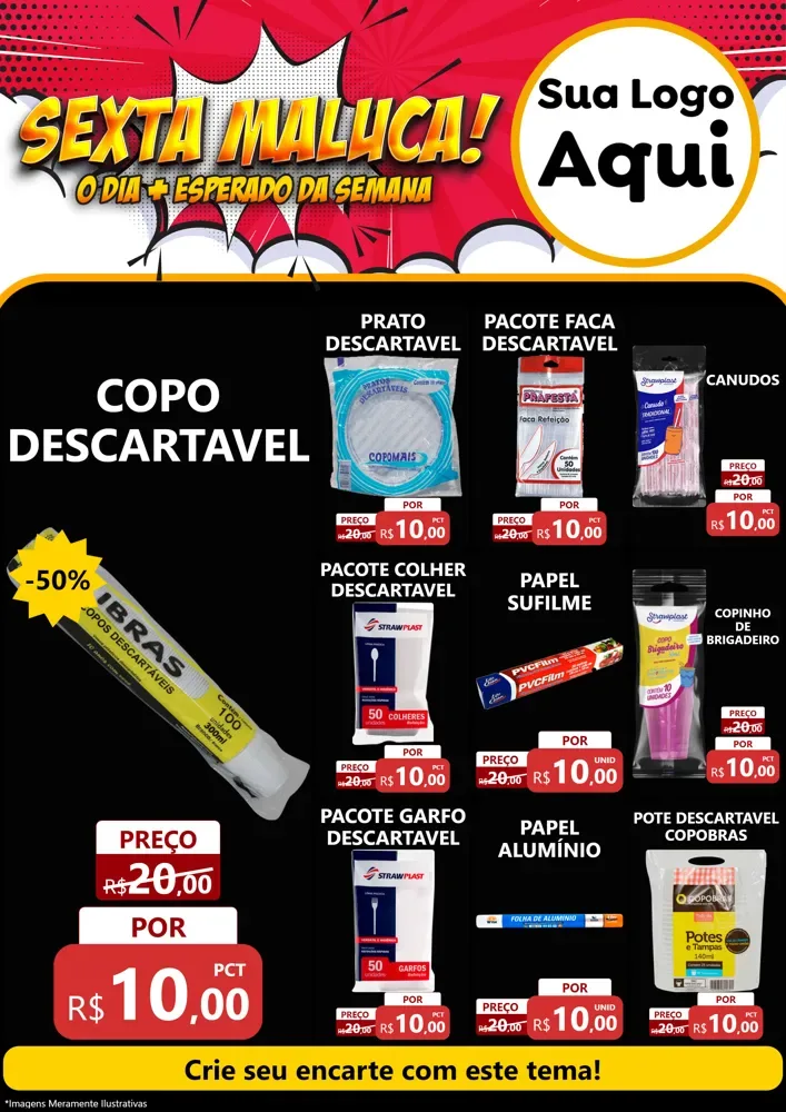 Modelo de Encarte para Encarte A4 Vertical com o tema Sexta Maluca! para Embalagens