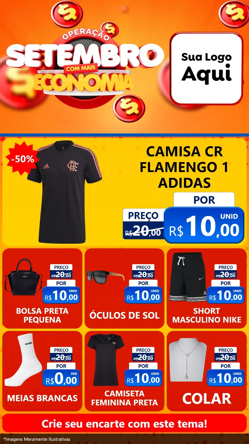 Modelo de Rede Social para Stories com o tema Operação Setembro Com Muita Economia para Roupas e acessórios