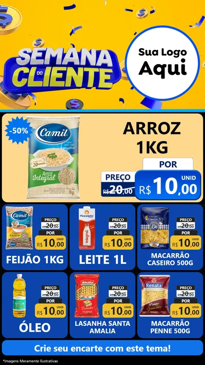 Modelo de Rede Social para Stories com o tema Semana do Cliente para Supermercado