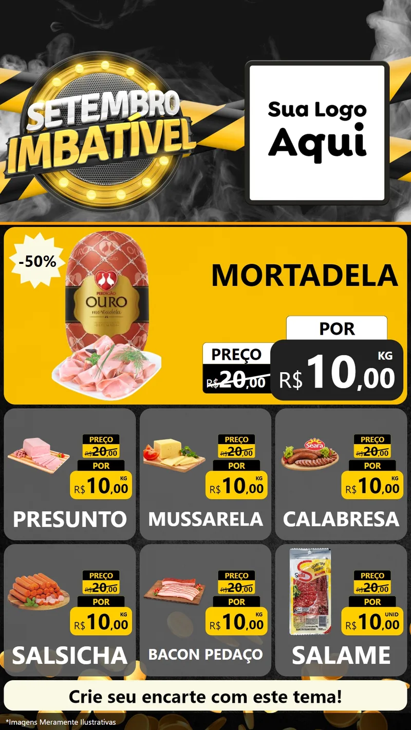 Modelo de Rede Social para Stories com o tema Setembro Imbatível para Frios e Laticínios