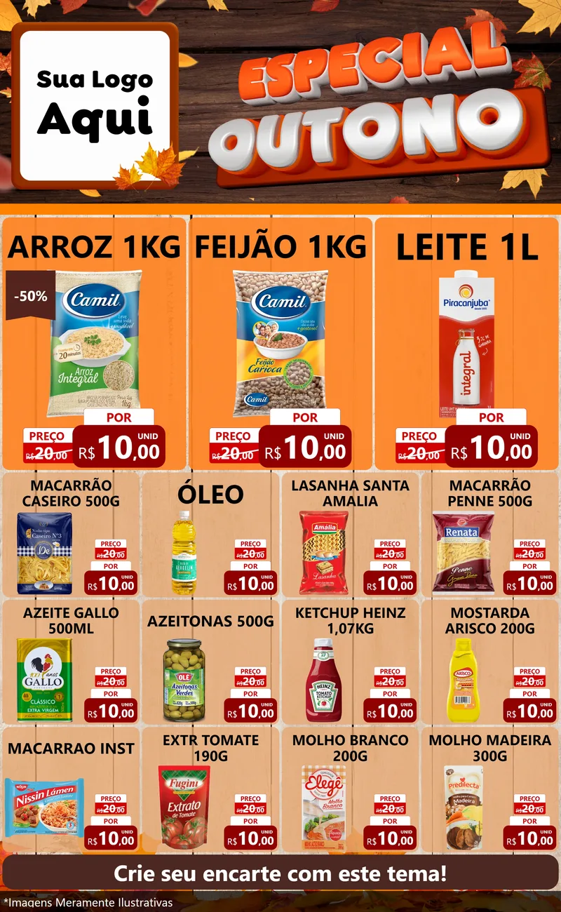 Modelo de Encarte para Encarte Grande com o tema Especial Outono para Supermercado
