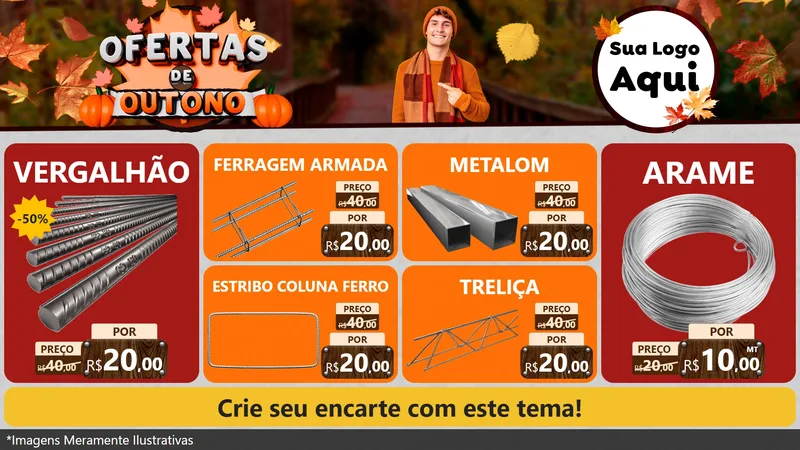 Modelo de TV para TV Horizontal com o tema Ofertas de Outono para Ferragens