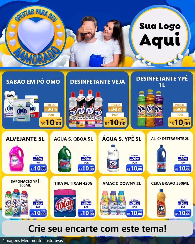 Modelo de Rede Social para Feed Instagram com o tema Ofertas Para Seu Namorado para Produtos de Limpeza