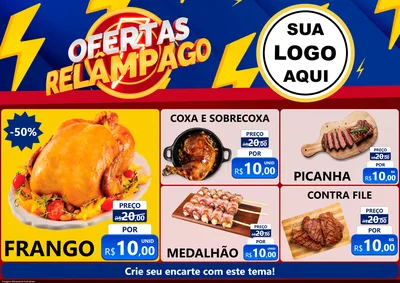 Modelo de Encarte para Encarte A4 Horizontal com o tema Ofertas Relâmpago para Assados