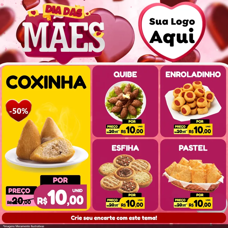 Modelo de Rede Social para Feed Facebook com o tema Dia Das Mães para Salgadaria