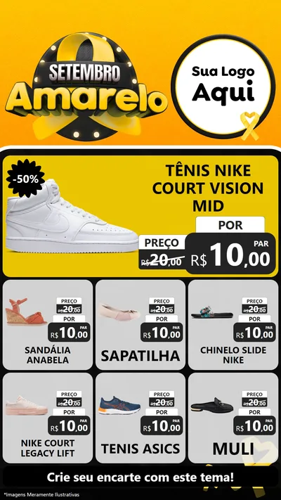 Modelo de Rede Social para Stories com o tema Setembro Amarelo para Calçados
