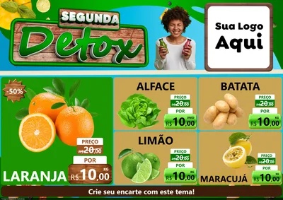 Modelo de Encarte para Encarte A4 Horizontal com o tema Segunda Detox para Hortifrúti