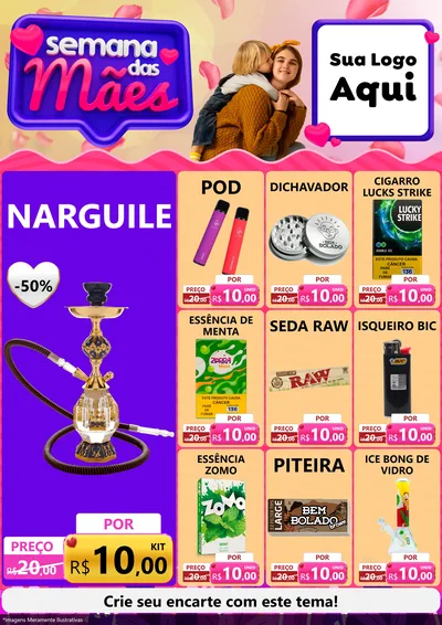 Modelo de Encarte para Encarte A4 Vertical com o tema Semana das Mães para Tabacaria