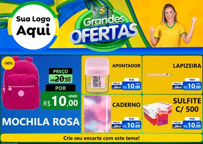 Modelo de Encarte para Encarte A4 Horizontal com o tema Grandes Ofertas para Papelaria