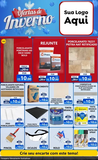 Modelo de Encarte para Encarte Grande com o tema Ofertas de Inverno para Pisos e revestimentos