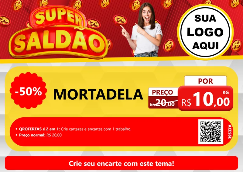 Modelo de Cartaz para Cartaz A4 Horizontal com o tema Super Saldão para Frios e Laticínios