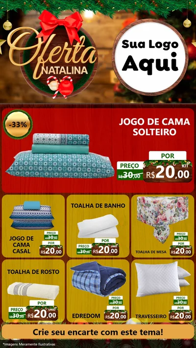Modelo de Rede Social para Stories com o tema Ofertas Natalina para Cama, Mesa e Banho