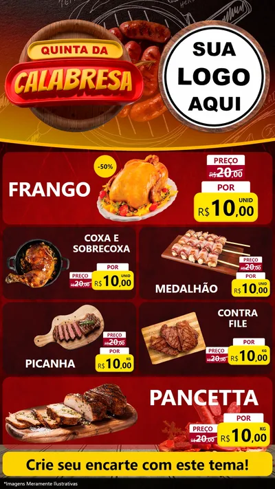 Modelo de TV para TV Vertical com o tema Quinta da Calabresa para Assados