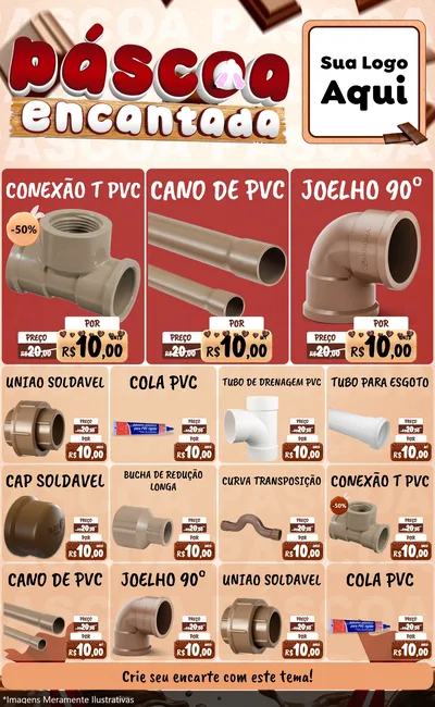 Modelo de Encarte para Encarte Grande com o tema Páscoa Encantada para Tubos e conexões