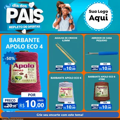 Modelo de Rede Social para Feed Facebook com o tema Dia Dos Pais Repleto de Ofertas para Armarinho e Aviamentos