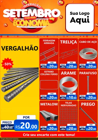 Modelo de Encarte para Encarte A4 Vertical com o tema Operação Setembro Com Muita Economia para Ferragens