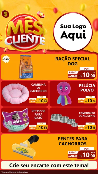 Modelo de TV para TV Vertical com o tema Mês do Cliente para Pet Shop