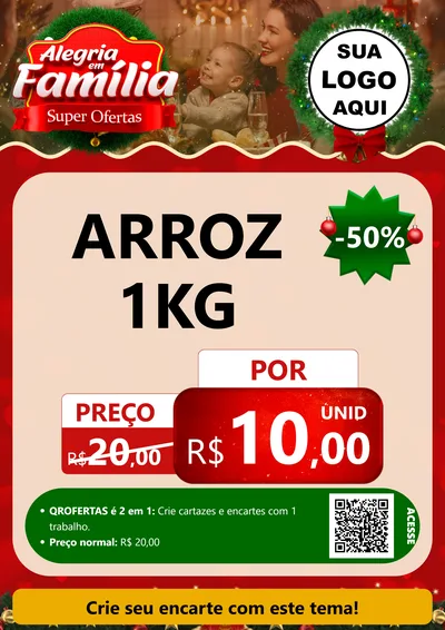 Modelo de Cartaz para Cartaz A4 Vertical com o tema Alegria Em Família - Super Ofertas para Supermercado