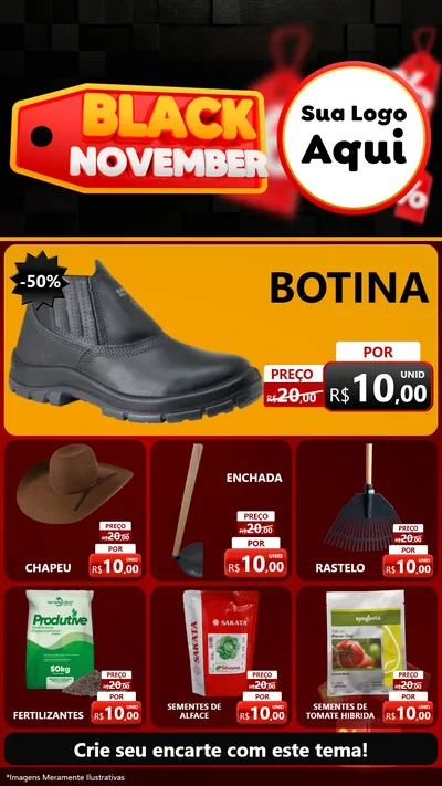 Modelo de Rede Social para Stories com o tema Black November para Agropecuária