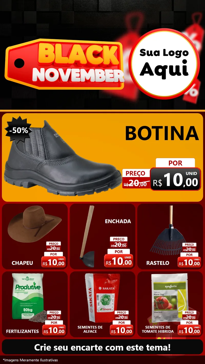 Modelo de Rede Social para Stories com o tema Black November para Agropecuária