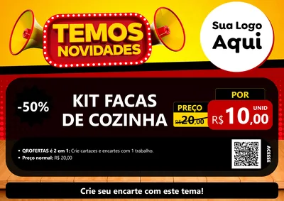 Modelo de Cartaz para Cartaz A4 Horizontal com o tema Temos Novidades para Utilidades Domésticas