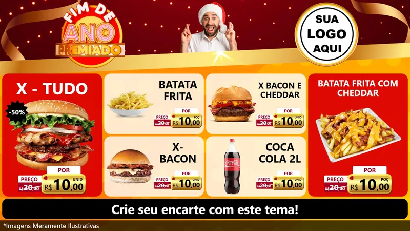 Modelo de TV para TV Horizontal com o tema Fim de Ano Premiado para Hamburgueria