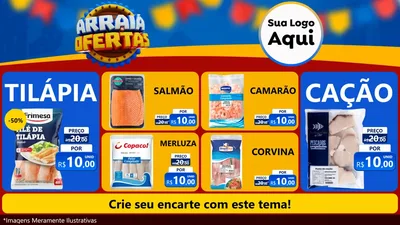 Modelo de TV para TV Horizontal com o tema Arraiá de Ofertas - Junina para Peixaria